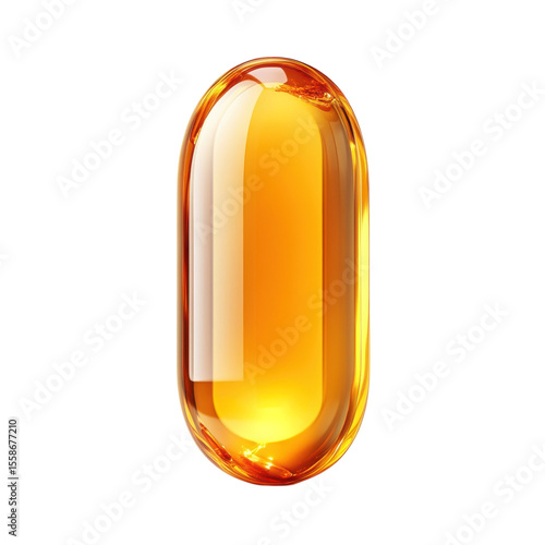 Golden Capsule of Vitality Health and Wellness Shining Supplement for on transparent background
