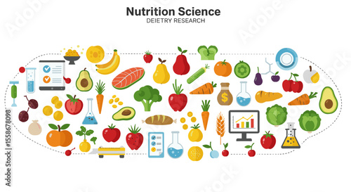 Nutrition science vector illustration for dietary research and healthy eating design in flat style