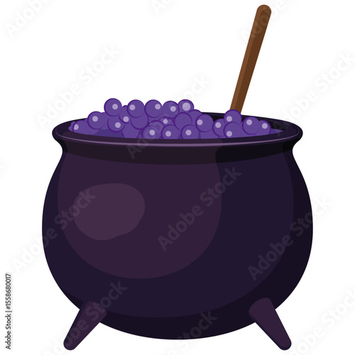 Halloween witches cauldron, Bubbling witch cauldron, Halloween element.