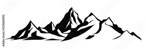 Silhouette mountain range isolated on white background, vector design