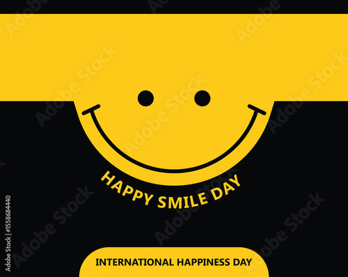 International happiness day template design with smile icon vector illustrated with yellow theme. Happy smile day 