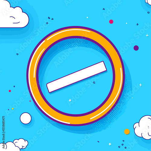 Bright Yellow Circle with a White Horizontal Bar Inside