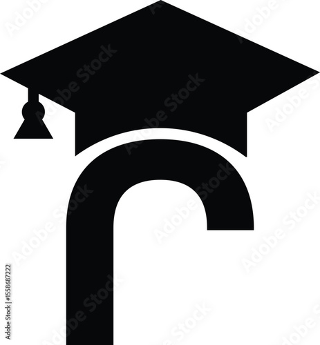 Stylized educational typography featuring lowercase and uppercase letters topped with academic graduation caps, symbolizing modern learning and creative academic design, letter r education hat