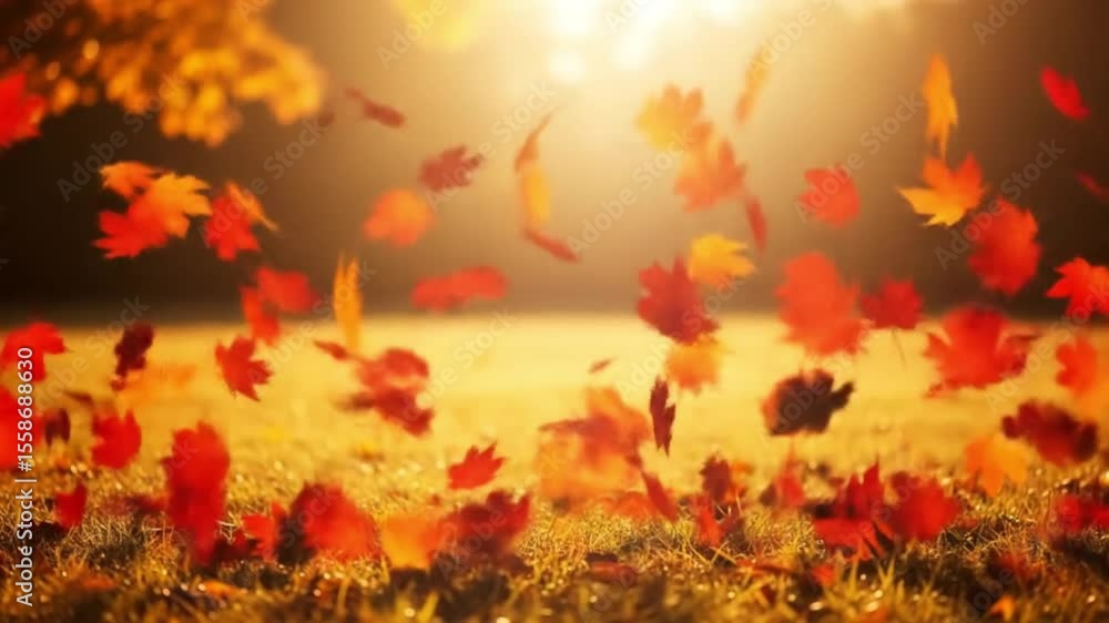 Falling Autumn Leaves Night Scene Falling Autumn Leaves Night Scene