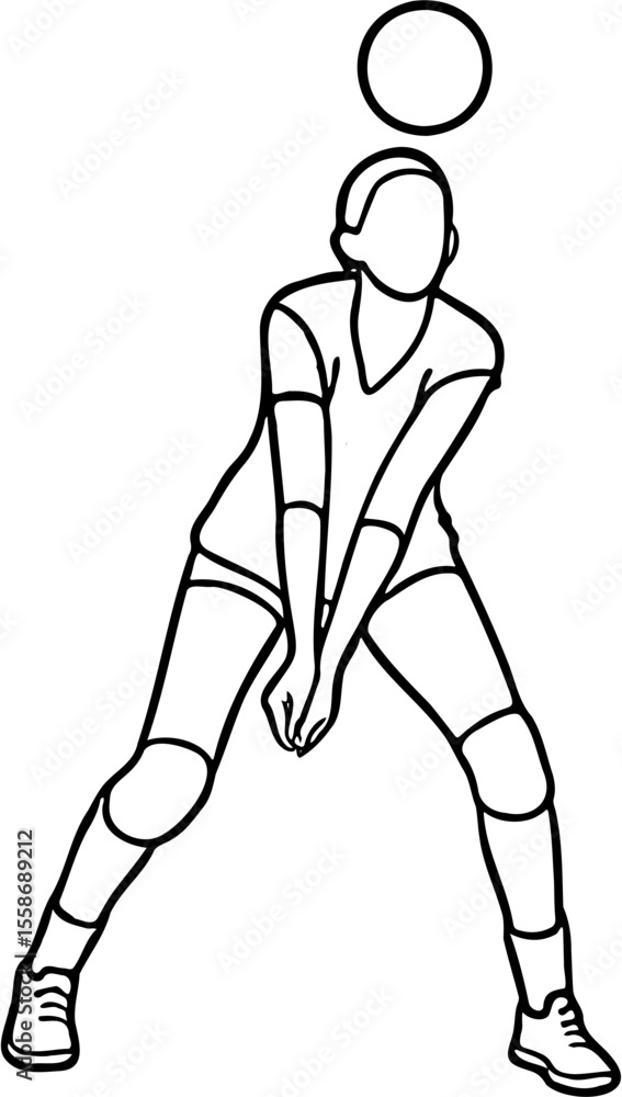 Fototapeta premium volleyball player line art vector illustration, isolated on white