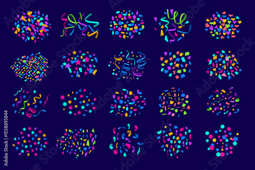 Party confetti. Collection elements square and circles for different event celebration recent vector confetti set templates