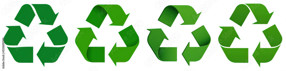 Recycling symbol set with green arrows representing eco friendly and sustainable environmental concepts Recycling symbol set with green arrows representing eco friendly and sustainable environmental concepts