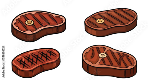 A Set of Beef meat grill vector art