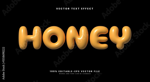 Glossy honey inflated font Style 3d editable text effect template