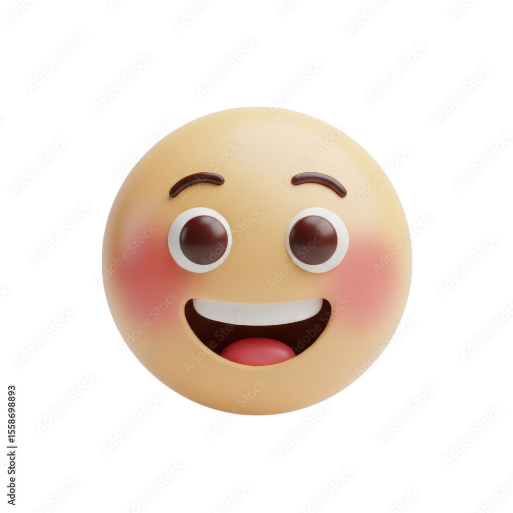 Fototapeta premium Joyful 3d emoji with blushing cheeks and wide smile