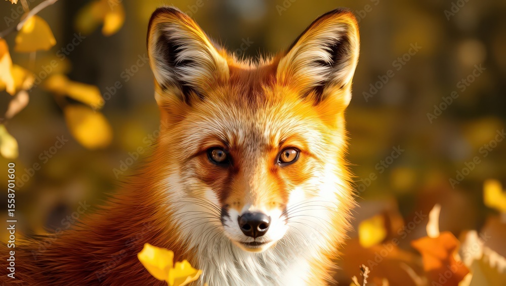 Fototapeta premium Wild Charm: A Red Fox Amidst Autumn's Warm Hues