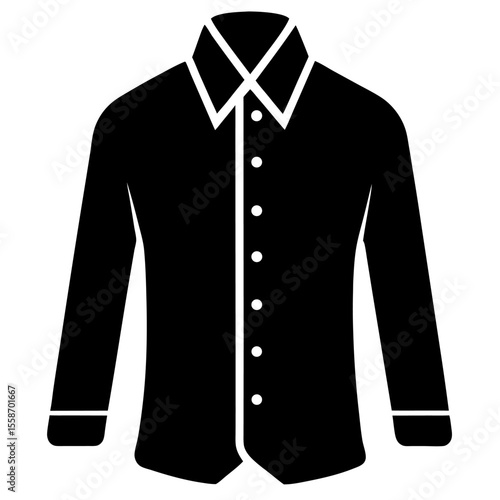 Classic button down shirt with long sleeves vector icon on white background.