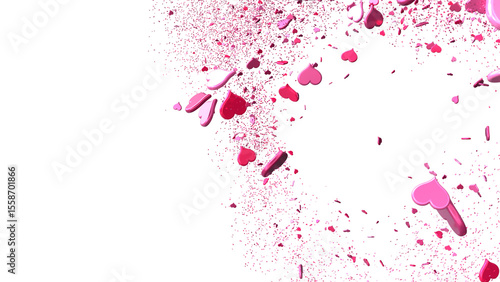 realistic isolated heart confetti on the transparent background for decoration and covering.
