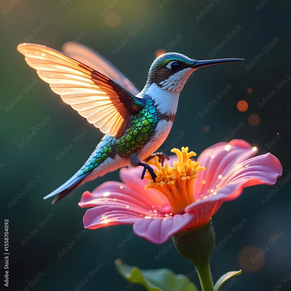 Fototapeta premium hummingbird and flower