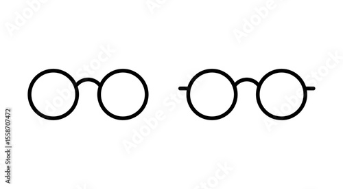 Round framed eyeglass icon set Glasses vector