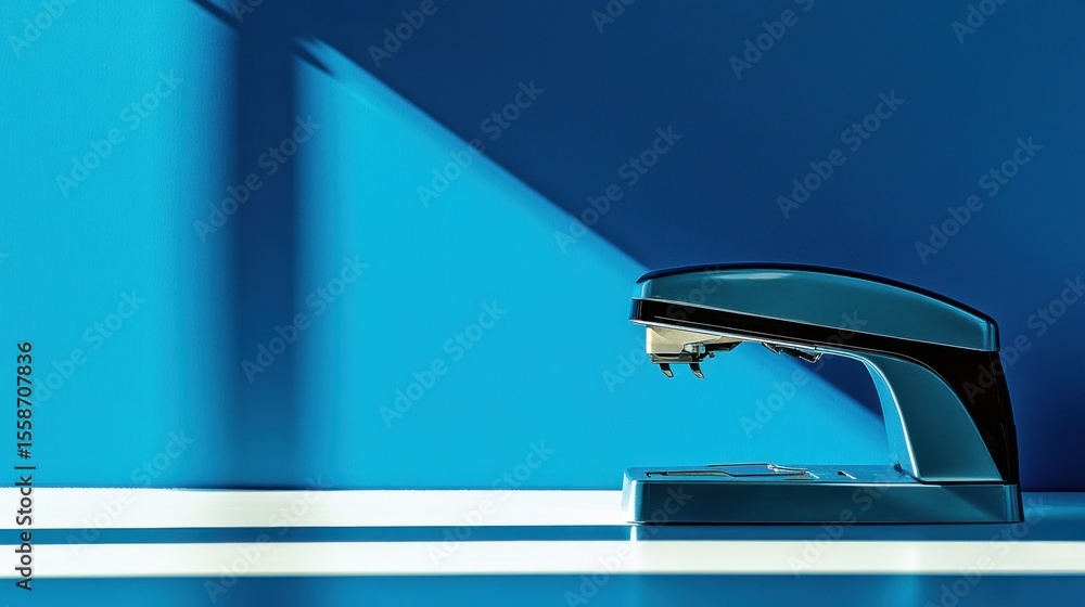 Fototapeta premium Stapler on a blue background