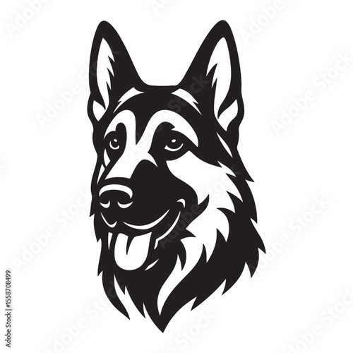 German Shepherd Head Silhouette in Bold Vector Style