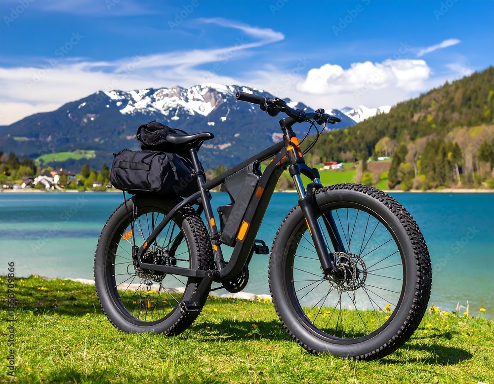 Obraz premium E-bike by a serene lake