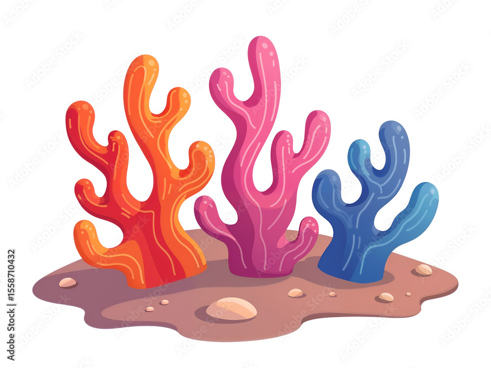 Obraz premium Vibrant colorful coral illustration, ideal for ocean, sea life, and underwater themed designs. Generative AI
