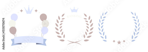 パステルカラーのかわいいお祝い・ランキング・月桂樹のフレームセット(水色 ブルー ベビー 赤ちゃん 子供 かわいい ふんわり)