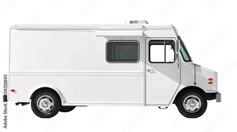 White Food truck isolated on transparent or white background White Food truck isolated on transparent or white background