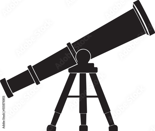 Telescopic Instrument Silhouette Design | Astronomy Tool Illustration Vector Format