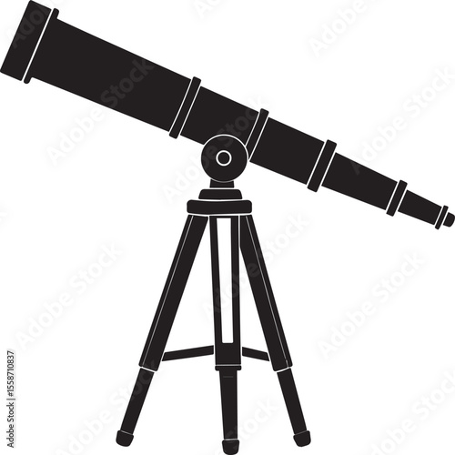 Telescopic Instrument Silhouette Design | Astronomy Tool Illustration Vector Format
