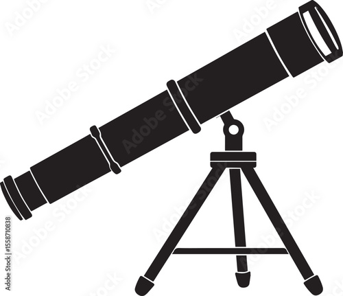 Telescopic Instrument Silhouette Design | Astronomy Tool Illustration Vector Format