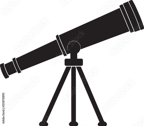 Telescopic Instrument Silhouette Design | Astronomy Tool Illustration Vector Format
