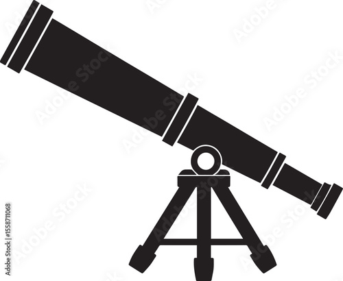 Telescopic Instrument Silhouette Design | Astronomy Tool Illustration Vector Format