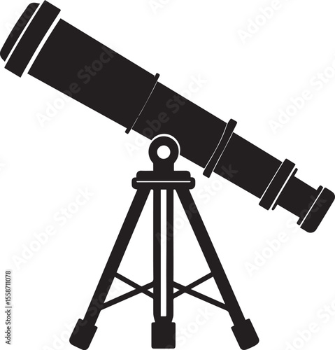 Telescopic Instrument Silhouette Design | Astronomy Tool Illustration Vector Format