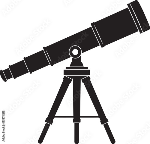 Telescopic Instrument Silhouette Design | Astronomy Tool Illustration Vector Format
