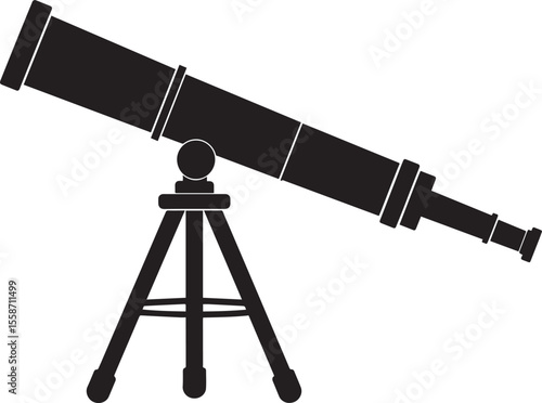 Telescopic Instrument Silhouette Design | Astronomy Tool Illustration Vector Format