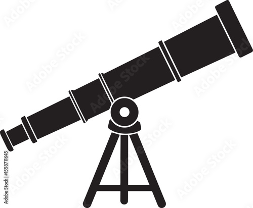 Telescopic Instrument Silhouette Design | Astronomy Tool Illustration Vector Format