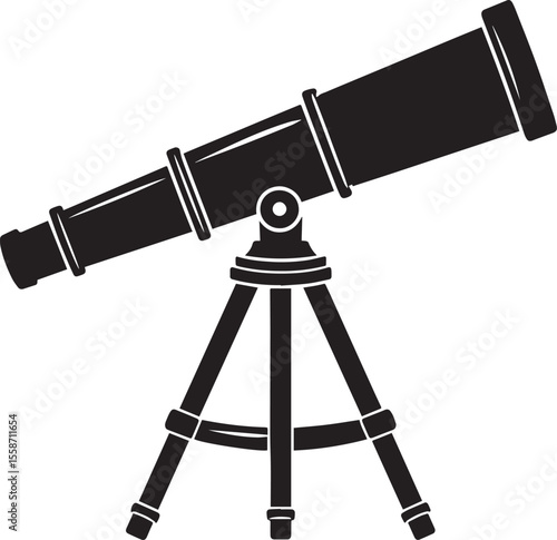 Telescopic Instrument Silhouette Design | Astronomy Tool Illustration Vector Format