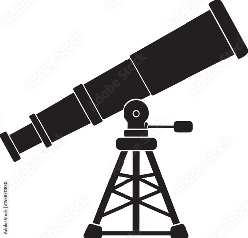Telescopic Instrument Silhouette Design | Astronomy Tool Illustration Vector Format