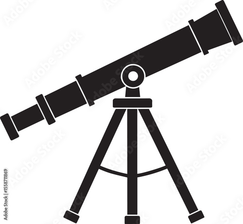 Telescopic Instrument Silhouette Design | Astronomy Tool Illustration Vector Format