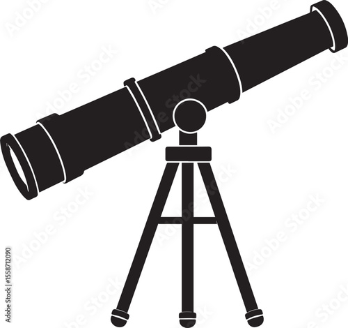 Telescopic Instrument Silhouette Design | Astronomy Tool Illustration Vector Format