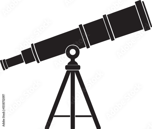Telescopic Instrument Silhouette Design | Astronomy Tool Illustration Vector Format