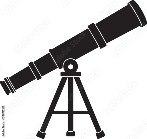 Telescopic Instrument Silhouette Design | Astronomy Tool Illustration Vector Format