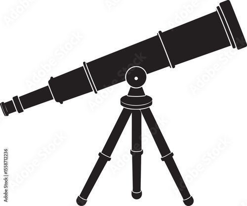 Telescopic Instrument Silhouette Design | Astronomy Tool Illustration Vector Format