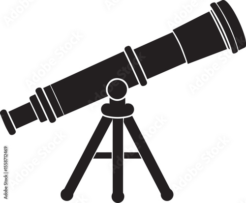 Telescopic Instrument Silhouette Design | Astronomy Tool Illustration Vector Format