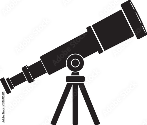 Telescopic Instrument Silhouette Design | Astronomy Tool Illustration Vector Format