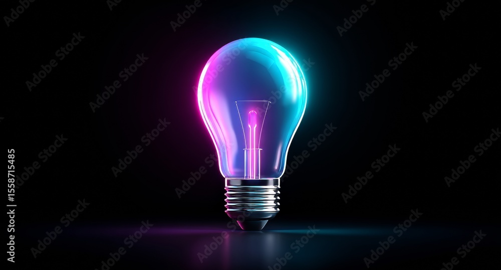 With its dazzling luminescence, a brilliant light bulb pulsates against a dark black setting, its glowing fibers generating a captivating, abstract presentation of light and color, representing With its dazzling luminescence, a brilliant light bulb pulsates against a dark black setting, its glowing fibers generating a captivating, abstract presentation of light and color, representing