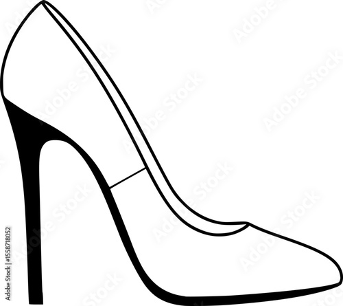 shoe high heel line art silhouette vector illustration
