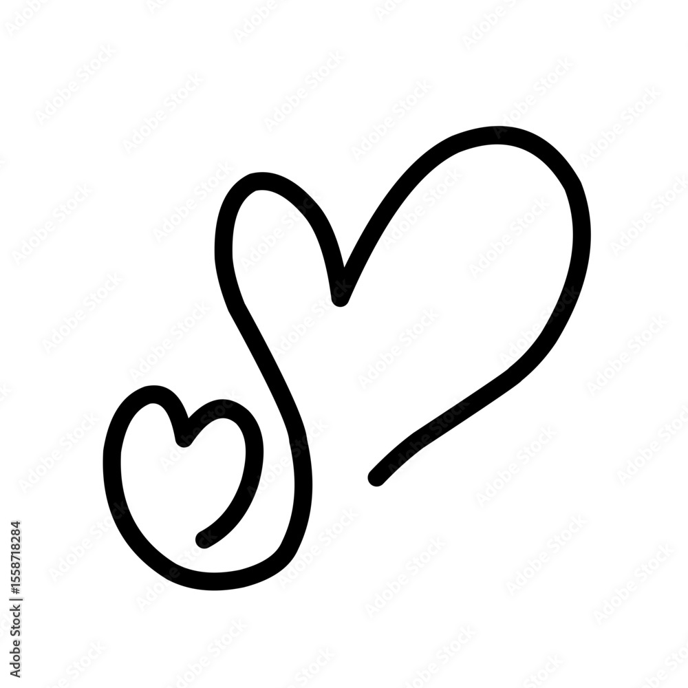 Heart doodles, decorative hearts line art, heart illustration borde, love symbol collection, isolated on white background Heart doodles, decorative hearts line art, heart illustration borde, love symbol collection, isolated on white background