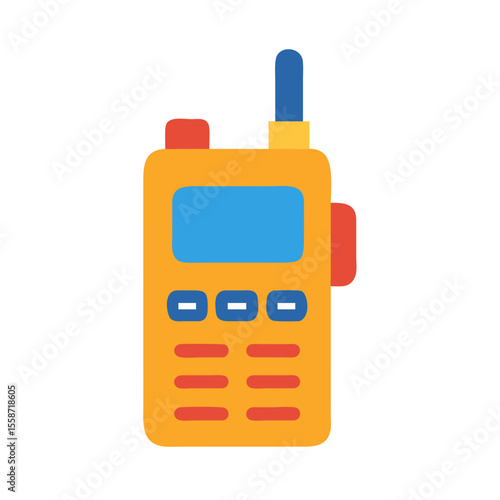 Flat Colored Walkie Talkie Icon, Portable Two-Way Radio Communication Device

