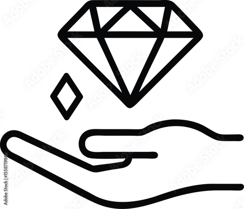 Hand holding diamond icon