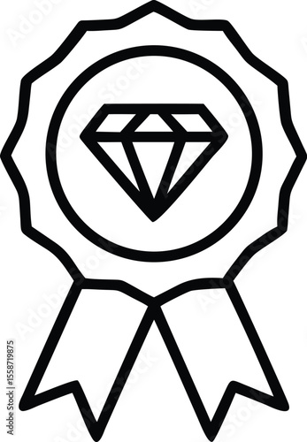 Award ribbon with diamond icon