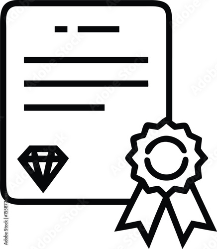 Certificate with diamond icon
